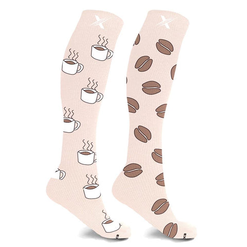 Coffee mis-matched compression socks