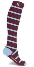 Burgundy with Blue Stripes compression socks