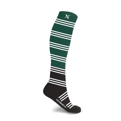 Black and Green with Grey Stripes compression socks