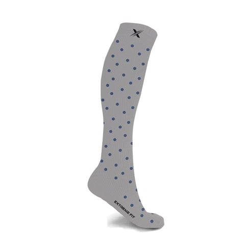 Grey with Navy Dots compression socks