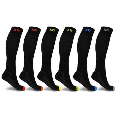 15-20mmHg Black Compression Socks 6 pair Bundle