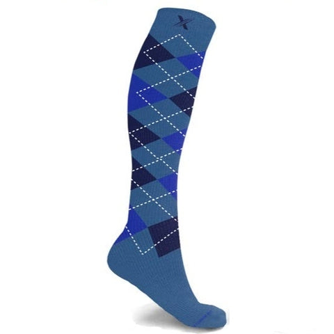 Blue Argyle compression socks