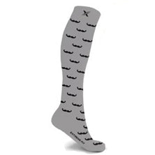 Grey with Black Moustaches compression socks