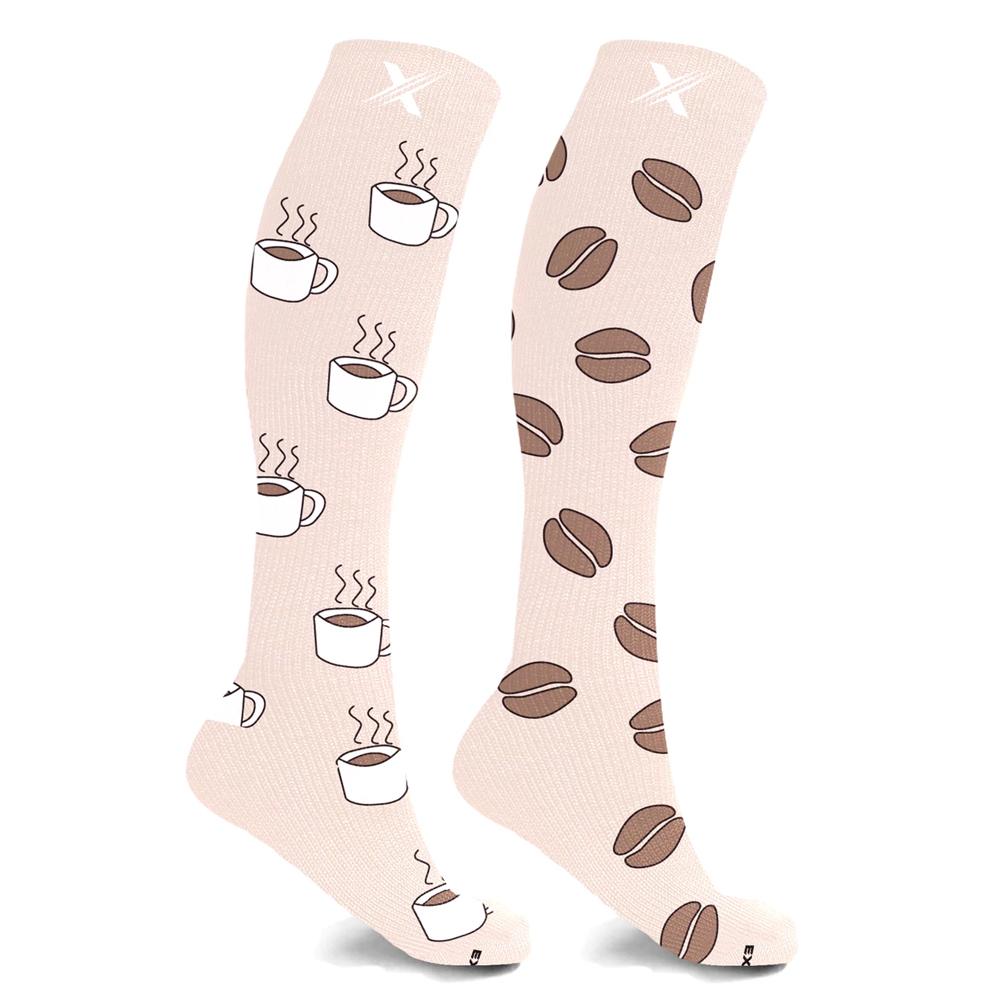 Coffee mis-matched compression socks