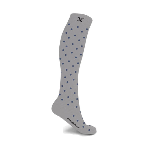 Grey with Navy Dots compression socks